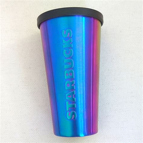 Starbucks Dining Starbucks Iridescent Purple Blue Cold Cup Stainless Steel Tumbler 6 Oz Lid