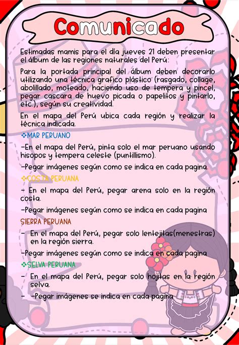 Comunicado DEL 18 AL 22 4 AÑOS Estimadas mamis para el dÌa jueves 21