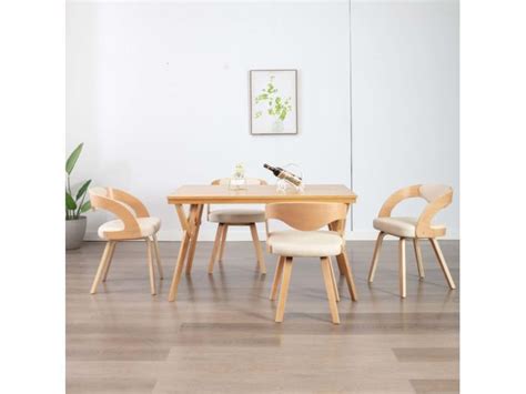 Sillas De Comedor Uds Madera Curvada Y Cuero Sint Tico Crema