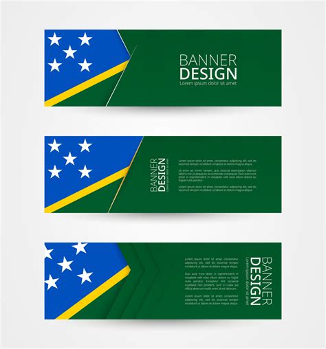 Set Of Three Horizontal Banners With Flag Of Solomon Islands Web