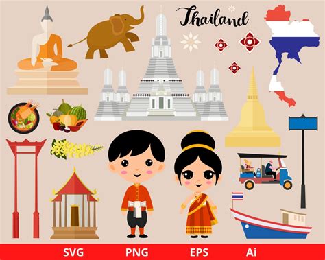 Thailand Clipart, Travel Clipart, Culture Clipart, Southeast Asia, Flag ...