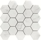 Carrara Carrera Venato Polished Arabesque Marble Mosaic Tile