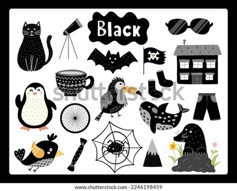 Set Black Color Objects Primary Colors Stock Vector (Royalty Free ...