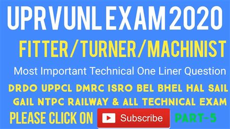 Uprvunl Tg Exam Fitter Turner Machinist Most Important Technical