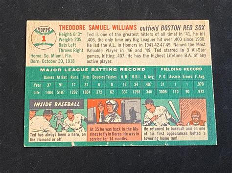 Lot Vg Topps Ted Williams Baseball Card