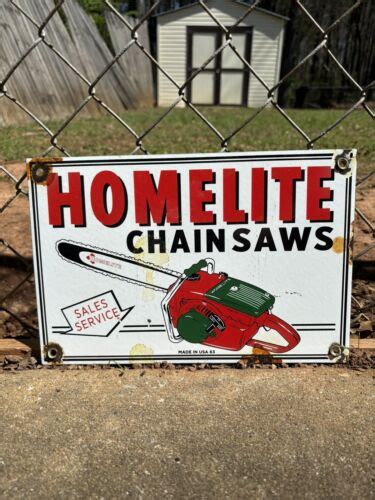 Vintage Porcelain Homelite Chainsaws Sales Service Gas And Oil Sign Ebay