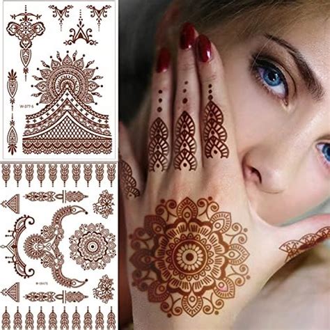 Amazon Sheets Henna Temporary Tattoos Reddish Brown Lace