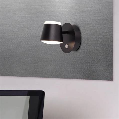 Applique Led Tondo Accu Magnetica Nero Lampade It