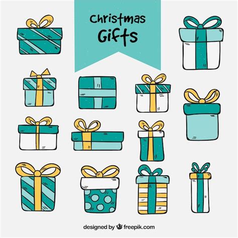 Set De Cajas De Regalos Dibujados A Mano Vector Gratis