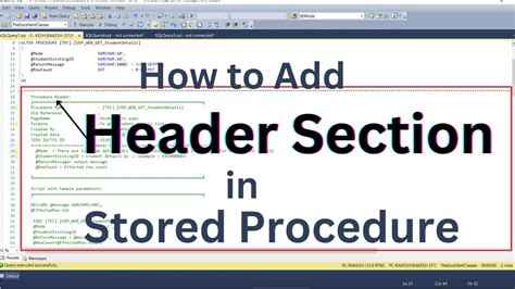 How To Write Stored Procedure Header Template Revision History In