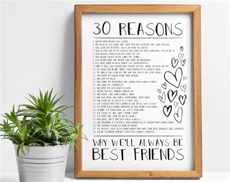 Reasons Friendship Print Gift Best Friend Gifts Custom Etsy Uk