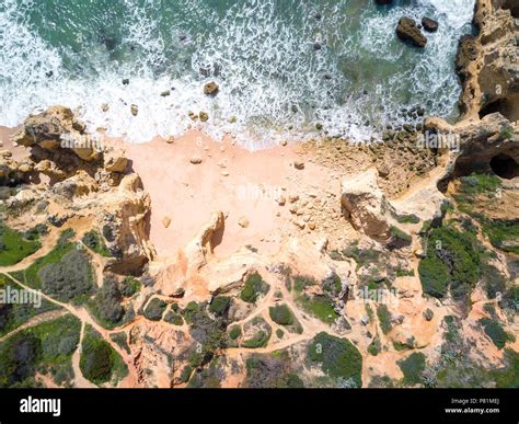 Aerial View Of Tropical Sandy Beach And Ocean With Turquoise Water