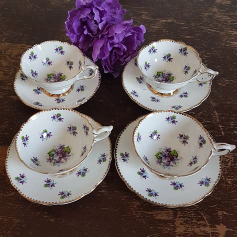 Set Of Bone China Tea Cup Saucer Sets Royal Stafford Sweet Violets