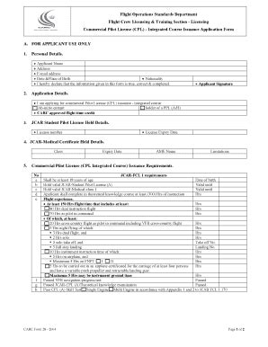 Fillable Online Carc Gov Commercial Pilot License CPL Integrated