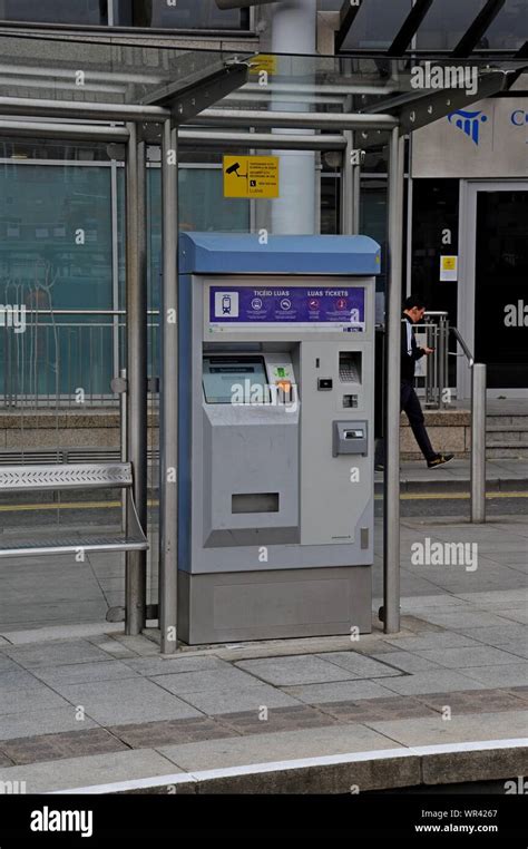 A ticket vending machine for LUAS tram tickets on the Luas Tram stop at Smithfield, Dublin ...