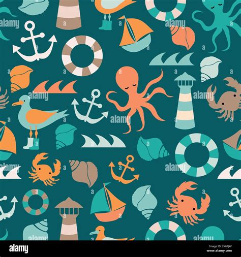 Underwater Sea Creatures Seamless Pattern Stock Vector Image And Art Alamy