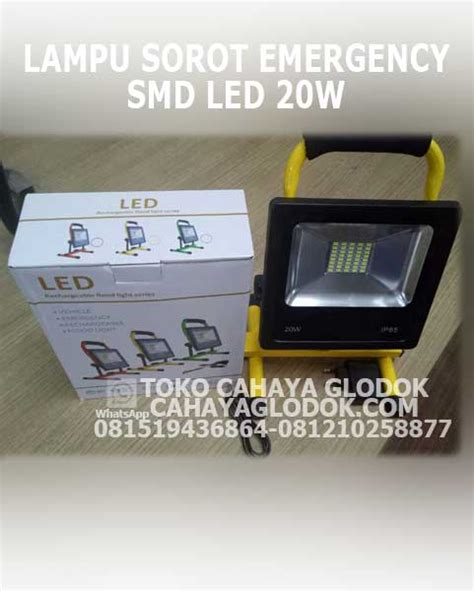 Jual Lampu Sorot Emergency 20 Watt Smd Led Cahaya Glodok