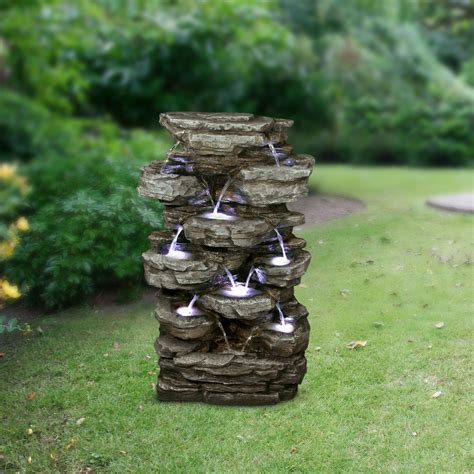 Alpine Corporation Multi-Tier Rock Pond Water Fountain with Multi ...