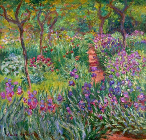 Painting Of The The Iris Garden In Claude Monets Giverney Garden