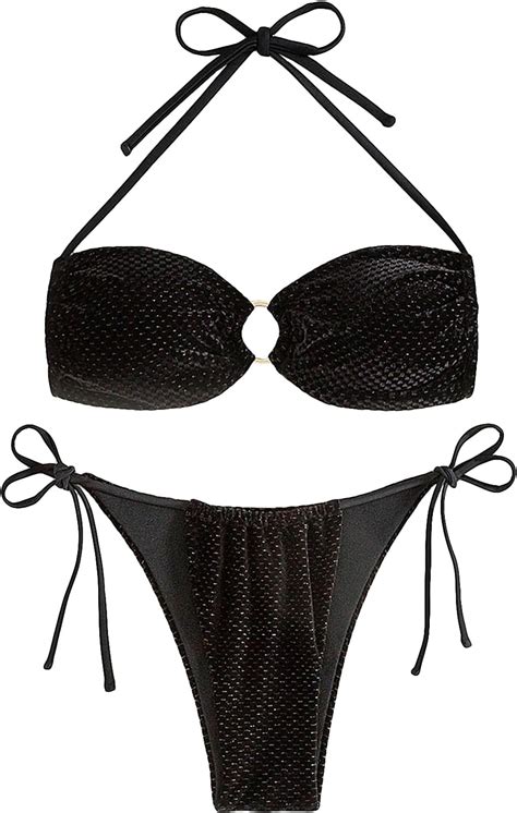 SOLY HUX Women S Bathing Suits Halter Tie Side Bikini Sets Two Piece