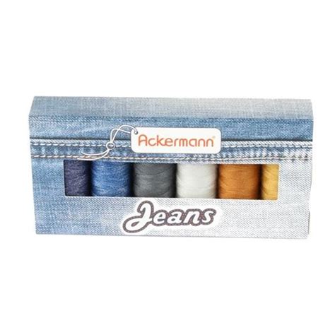 Ackermann® Jeans Nähgarnset Farben Mix Stärke 80 6x 150m Jeansgarn