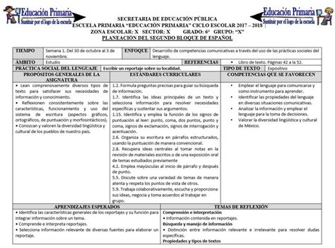 Planeaciones Del Sexto Grado Del Segundo Bloque Del Ciclo Escolar