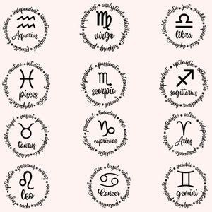 Zodiac Signs Keychain Svg Bundle Astrology Signs Svg Zodiac Symbols