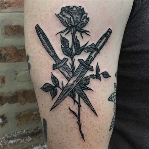 Crossed Daggers And Flower By Tine Defiore