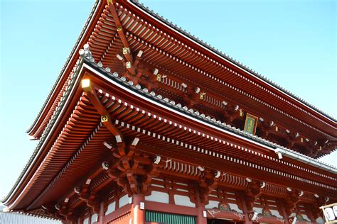 Buddhism Sensoji Ji Red Temple Landmark Asakusa Temple Place Of