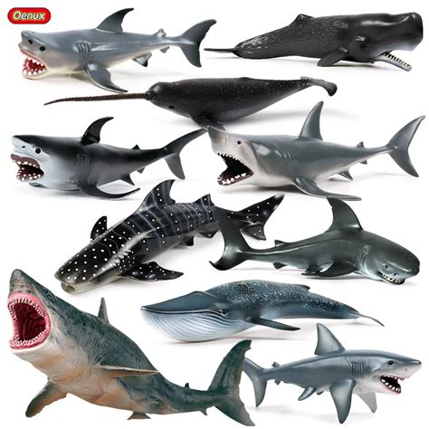 Oenux Sea Life Savage Megalodon Big Shark Orca Sperm Blue Whale Action Figures Ocean Life ...