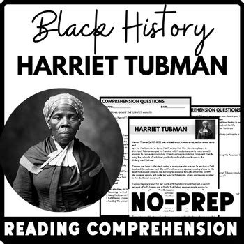 Black History Month Harriet Tubman Reading Comprehension Biography