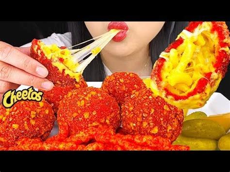 ASMR HOT CHEETOS MAC AND CHEESE BALLS DIPPED In CHEESE Crunchy Eating Sounds NO TALKING ASMR