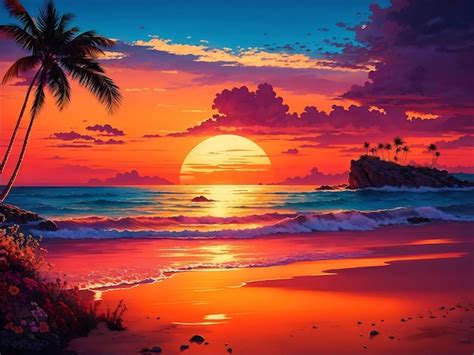 Premium Photo Beach Sunset Landscape Background Beautiful Nature