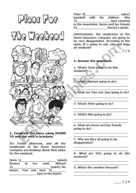 Plans For The Weekend Esl Worksheet By Alenka