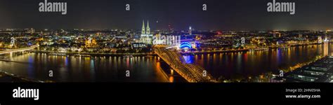 cologne night skyline panorama Stock Photo - Alamy