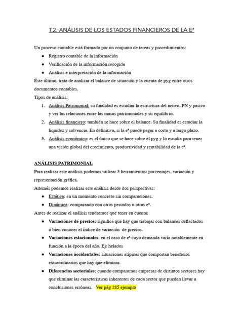 Tema 2 Análisis De Los Estados Financieros De La Empresa Pdf