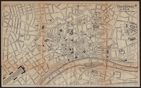 FRANKFURT AM MAIN Antique Town Plan City Map Germany BRADSHAW C1898 Old