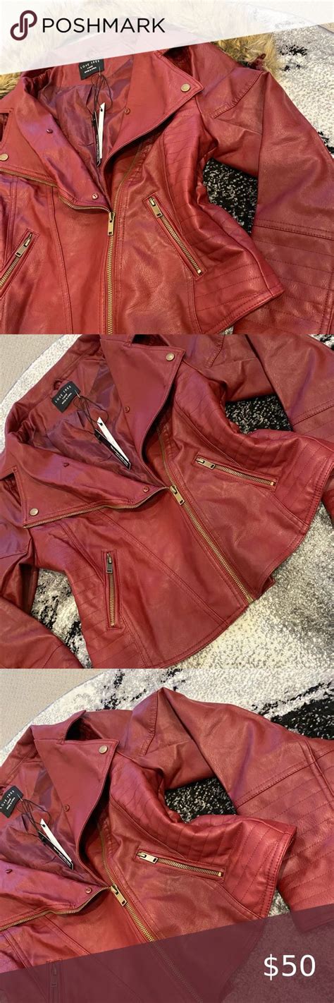 Sold Nwt Red Fall Faux Leather Jacket Size L Faux Leather Jackets Clothing Retail Leather Jacket