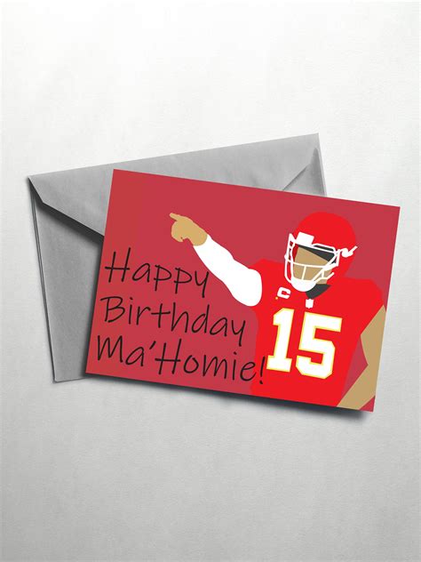 Mahomie Kc Chiefs Birthday Card Digital Download Etsy