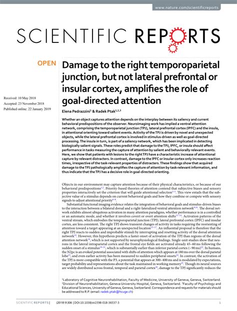 (PDF) Damage to the right temporoparietal junction, but not lateral ...