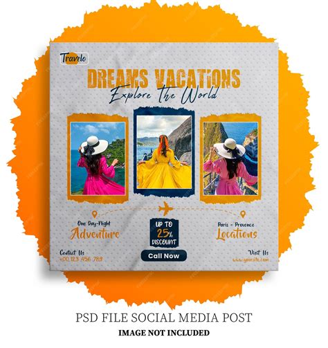 Premium PSD | Travel tour social media post banner and social media