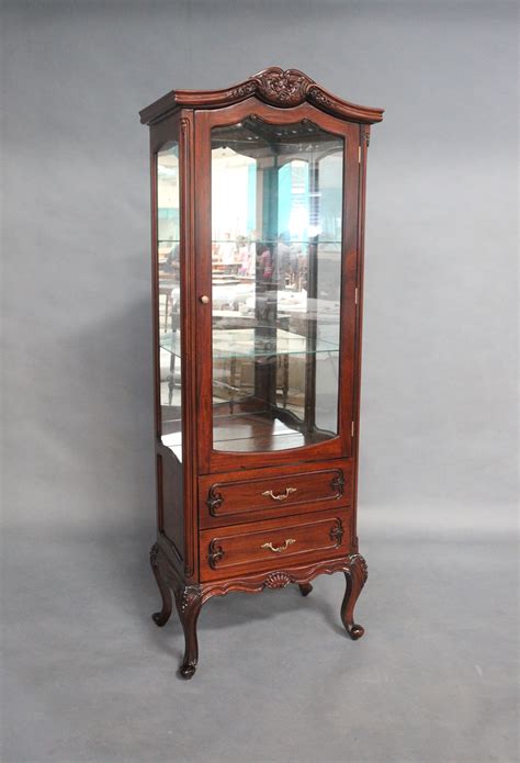 Solid Mahogany 1 Door Queen Anne Display Cabinet Turendav Australia Antique Reproduction