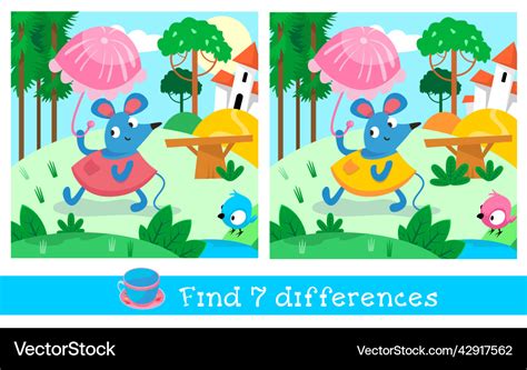 Find 7 Differences Game For Children Activity Vector Image