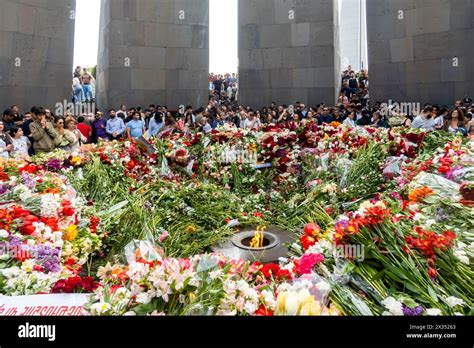 April Armenians During Memorial On Genocide Remembrance Day