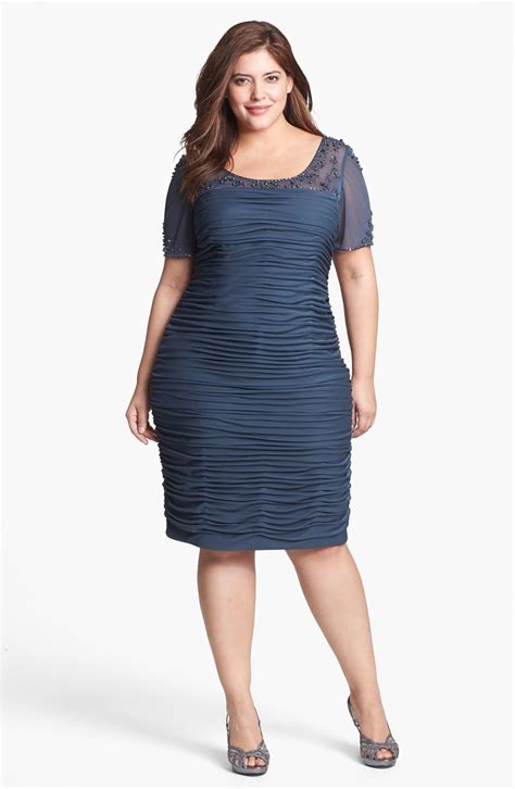 Adrianna Papell Beaded Illusion Ruched Dress Plus Size Nordstrom