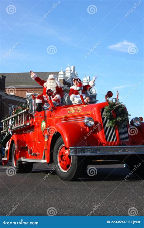 Santa Clause In Vintage Fire Truck Editorial Photography - Image: 22335937