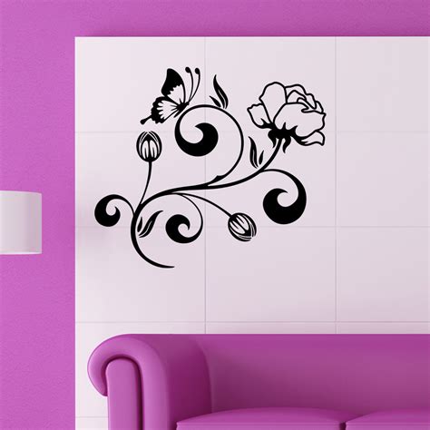 Stickers Muraux Fleurs Sticker Papillon Et De Pivoine Ambiance