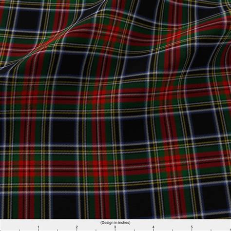 Black Stewart Fabric Black Stewart Tartan By Lilyoake Scottish Traditional Plaid Pattern Cotton