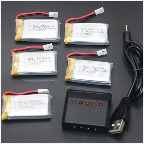 5 In 1 Lipo Battery Charger X5 5Pcs 3 7V 680mAh 20C Lipo Battery For