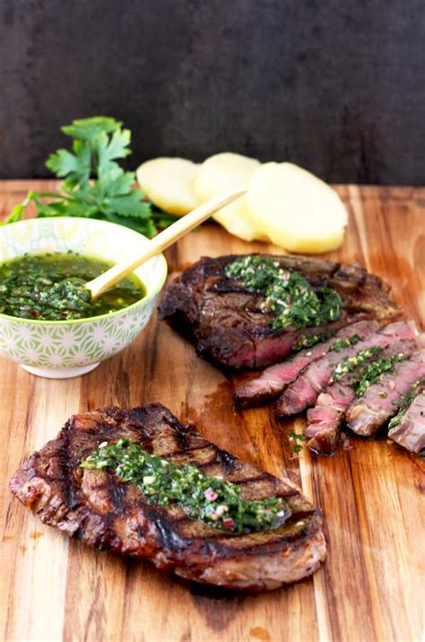 Grilled Rib Eye Steaks With Chimichurri Sauce Lemon Blossoms